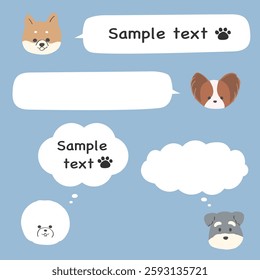 Shiba Inu, Papillon, Schnauzer, Miniature Schnauzer speech bubble set