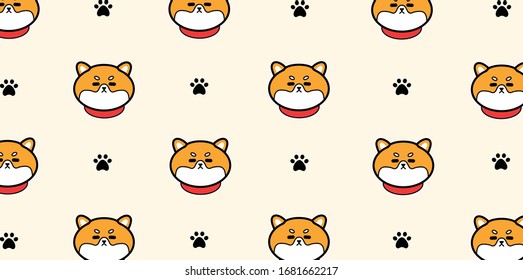 shiba inu pattern background vector .