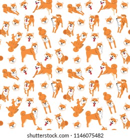 shiba inu pattern,dog poses,dog breed,seamless pattern