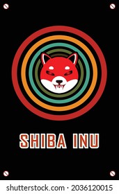 Shiba Inu Poster, Doge Coin Meme Crypto Currency With Vintage Colour. Vector Eps 10