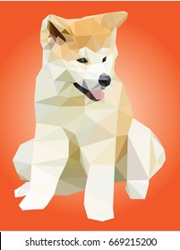 Shiba Inu red dog sitting at isolated background. Made in low poly style vector graphic.