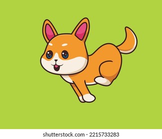 shiba inu running cartoon illustration style