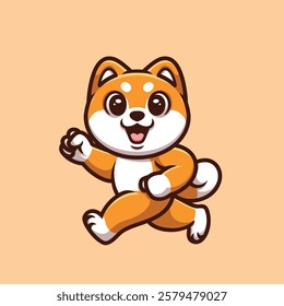 Shiba Inu Running Cartoon Illustration