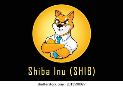 Shiba inu (SHIB) character meme, crypto currency digital payment concept. Cryptocurrency isolated on dark background. Vector illustration eps10