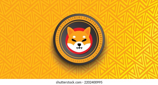 Ilustración vectorial de la ficha criptográfica de la moneda Shiba Inu (SHIB). Banner y fondo de símbolo de moneda virtual