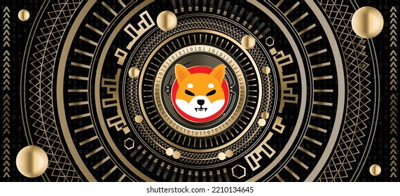 Shiba Inu SHIB crypto coin luxury golden ornamental vector background illustration