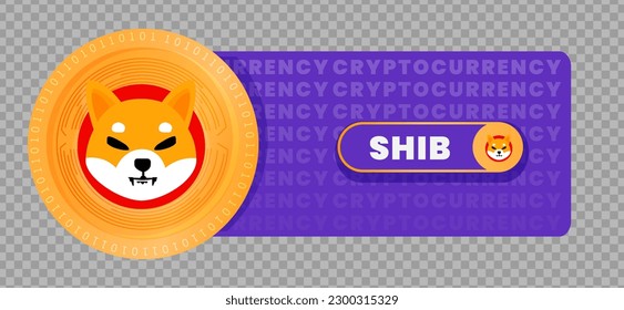 Shiba Inu (SHIB) crypto currency virtual money token vector illustration. Can be used as virtual money icon, logo, emblem, sticker and badge designs.