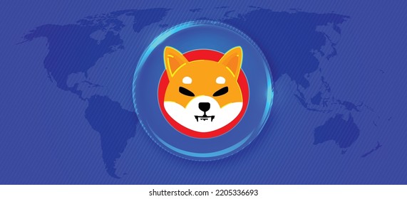 Shiba Inu SHIB cryptocurrency coins logo and symbol in neon light effects vector illustration template