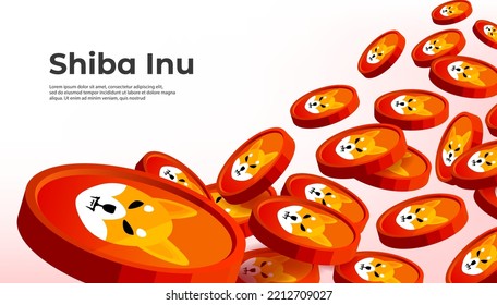 Fondo de banner del concepto de criptomoneda Shiba Inu (SHIB).