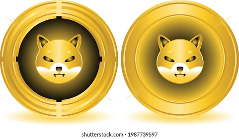 Shiba Inu SHIB cryptocurrency token symbol with golden colour. Doge coins, meme of Crypto Currency icon. for your sign, symbol, banner, web, advertising, etc. Vector EPS10.