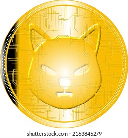 Shiba inu (SHIB) gold coin symbol vector.