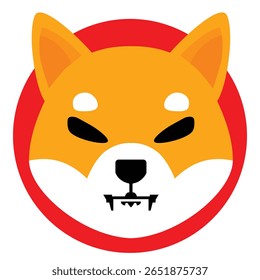 Shiba Inu (SHIB) design logotipo isolado no fundo branco. Ícone de moeda criptomoeda. Vetor