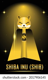 Shiba Inu (SHIB) superhero character with golden glowing. for web, banner, poster, etc. vector eps10