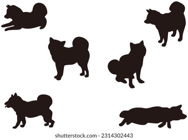 Shiba Inu silhouette material, vector material.