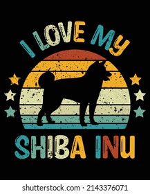 Shiba Inu silhouette vintage and retro t-shirt design svg