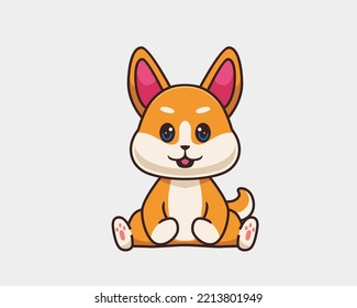 Shiba Inu Sitting Cartoon Illustration