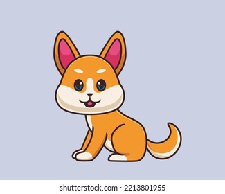 Shiba Inu Sitting Cartoon Illustration