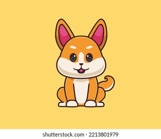 Shiba Inu Sitting Cartoon Illustration