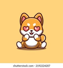 Shiba Inu Sitzen Shocked Cute Creative Kawaii Cartoon Mascot Logo