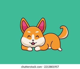 shiba inu sleeping cartoon illustration