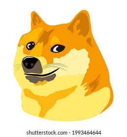 shiba inu smiling,cryptocurrency, dogecoin vector art isolated in white background