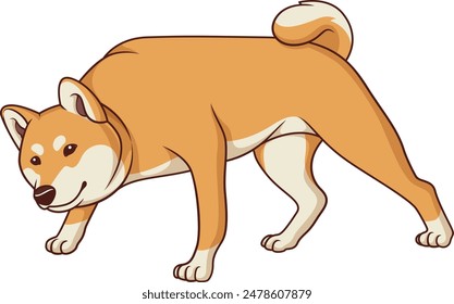 Ilustración vectorial de olfateo Shiba inu