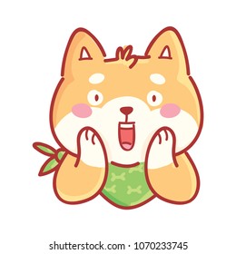 Shiba Inu: surprised, astonished, amazed, dazed, shocked emotions. Set of dog characters in vector hand drawn style, cartoon illustrations. As logo, mascot, sticker, emoji, emoticon