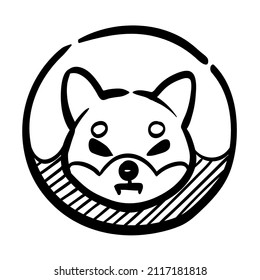 Shiba inu symbol hand drawn vector illustration.