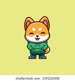 Shiba Inu Urban Cute Creative Kawaii Cartoon Mascot Logo