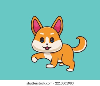 shiba inu walking cartoon illustration