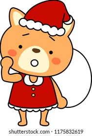 Shiba Inu's Santa Claus emotional expression