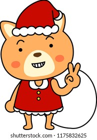 Shiba Inu's Santa Claus emotional expression