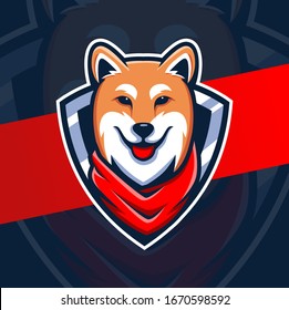 shiba japan dog mascot logo design