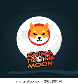 Shiba to the moon, Illustration of Shiba Inu on the moon 