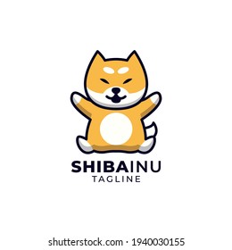 Shibainu dog flat logo design