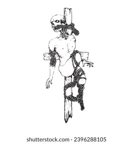 Shibari pictures. illustration of a human body tied and mutilated, very suitable for use for horror merchandise purposes.