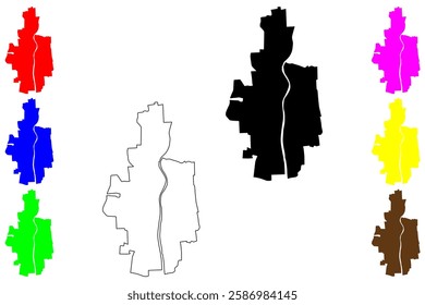 Shibin El Kom city (Arab Republic of Egypt, Monufia Governorate) map vector illustration, scribble sketch Shaybin as-Ssarya map