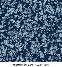 Shibori Background.Tie Dye Indigo Blue Confetti Texture. Bleached Resist Mottled Seamless Pattern. Watercolor Effect Textile. Japanese or Indonesian Allover Ditsy Print. Vector Repeat Tile Eps 10