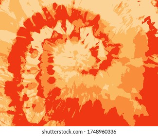 Shibori Flower Vector. Hypnotic Spiral. Curry Ink Fashion. Psychedelic Tie Dye Illustration. Terracotta Ornament. Watercolor Brush Print. Honey Bohemian Circle. Pumpkin Funky Effect.