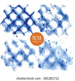 Shibori indigo dyed watercolor backgrounds in vector