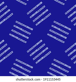 Shibori pattern in indigo blue. Shibori - stitching tie and dye pattern - is a manual resist dyeing technique from Japan. Seamless repeatable vector pattern.