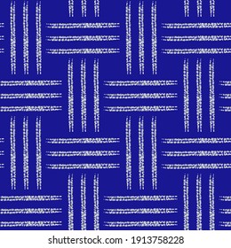 Shibori Muster in indigoblau. Shibori - Nähwerk und Farbstoff - ist eine manuelle Färbungstechnik aus Japan. Nahtloses, wiederholbares Vektormuster.