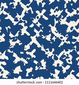 Shibori pattern. Indigo tie dye seamless texture. Monochrome vector design print. Mimimalistic graphic repeating tile. Kimono background. Stylish abstract linear ornament
