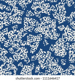 Shibori pattern. White blue tie dye seamless texture. Monochrome vector design print. Futuristic graphic repeating tile. Kimono background. Stylish abstract linear ornament. 