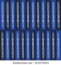 Shibori patterning black and blue. Shibori - stitching tie and dye - is a manual resist dyeing technique from Japan. Seamless repeatable vector pattern.