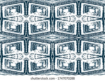 Shibori Print Vector. African Pattern. Dark Blue Hippie Ornament. Modern Tribal Fabric. Artistic Swimwear. Batik Brush. Indigo Tie dye Texture. Water Color Organic. Bohemian Ethnic Print.