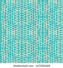 Shibori Seamless Pattern. Tie Dye Abstract Texture. Organic Minimal Grid. Watercolor Shoji Design. Kimono Tile.  Batik Tie Dye Border. Stencil Japan Background. Teal and Beige