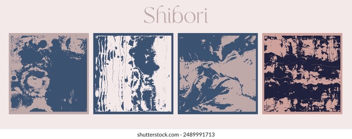 Texturas de estilo Shibori, técnica de teñido japonés, pintura DIY, patrones abstractos, fondos, concepto de tela