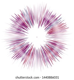 Shibori Tie Dye Abstract Batik Brush, Linear Drawing Rays, Sunburst and Rays of Sun Radiating From the Center of Thin Beams, Star Fractal Design