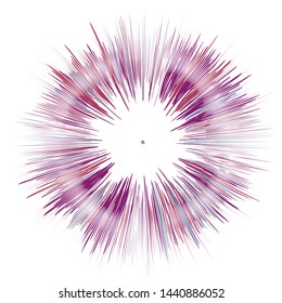 Shibori Tie Dye Abstract Batik Brush, Linear Drawing Rays, Sunburst and Rays of Sun Radiating From the Center of Thin Beams, Star Fractal Design